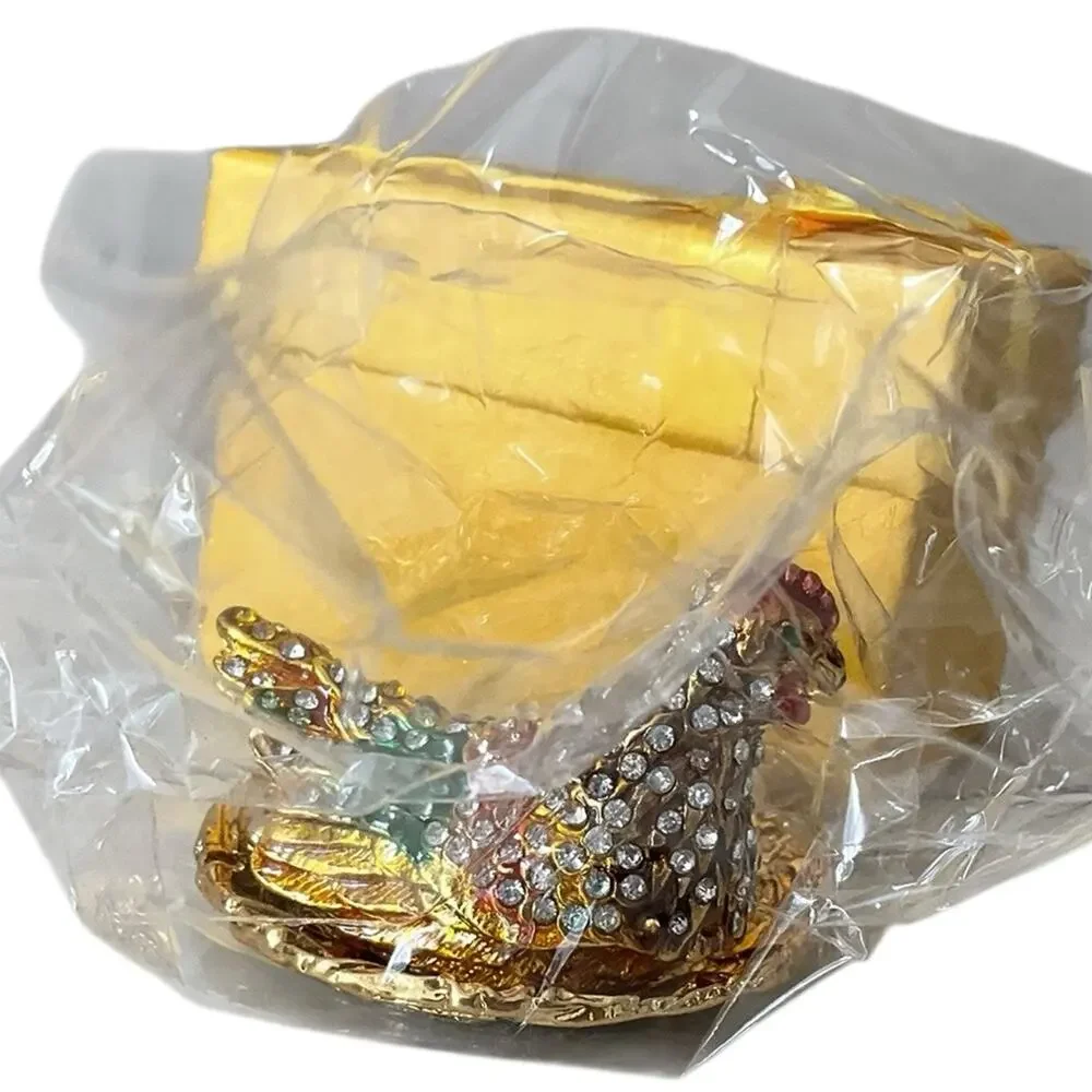 Trinket Jewelry Box Box Bejeweled Hen on her Nest Bling Figurine Gift Box NIB